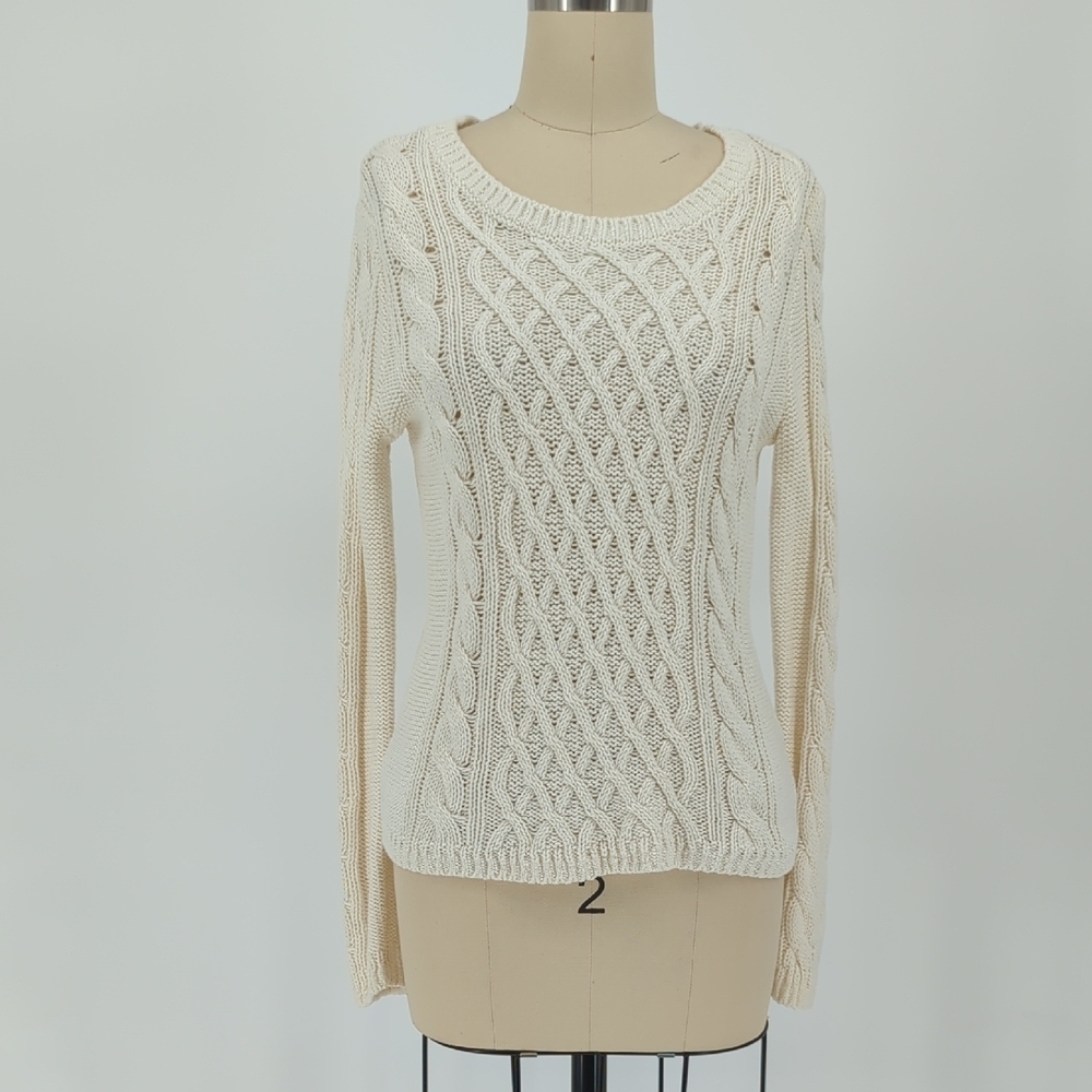 H&M Cream Cable Knit Scoop Neck Sweater